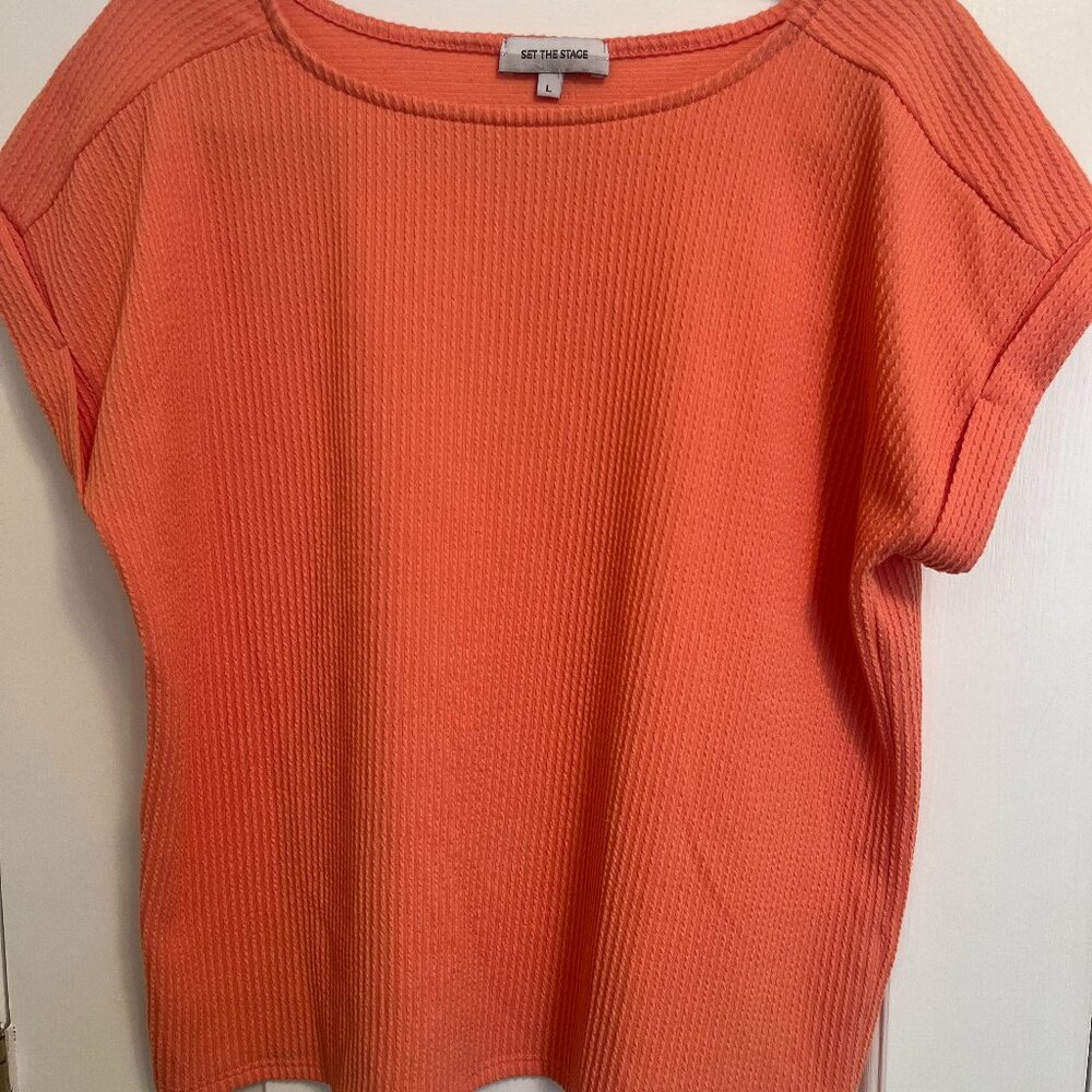 Peach Colored Knit Top Sz Large